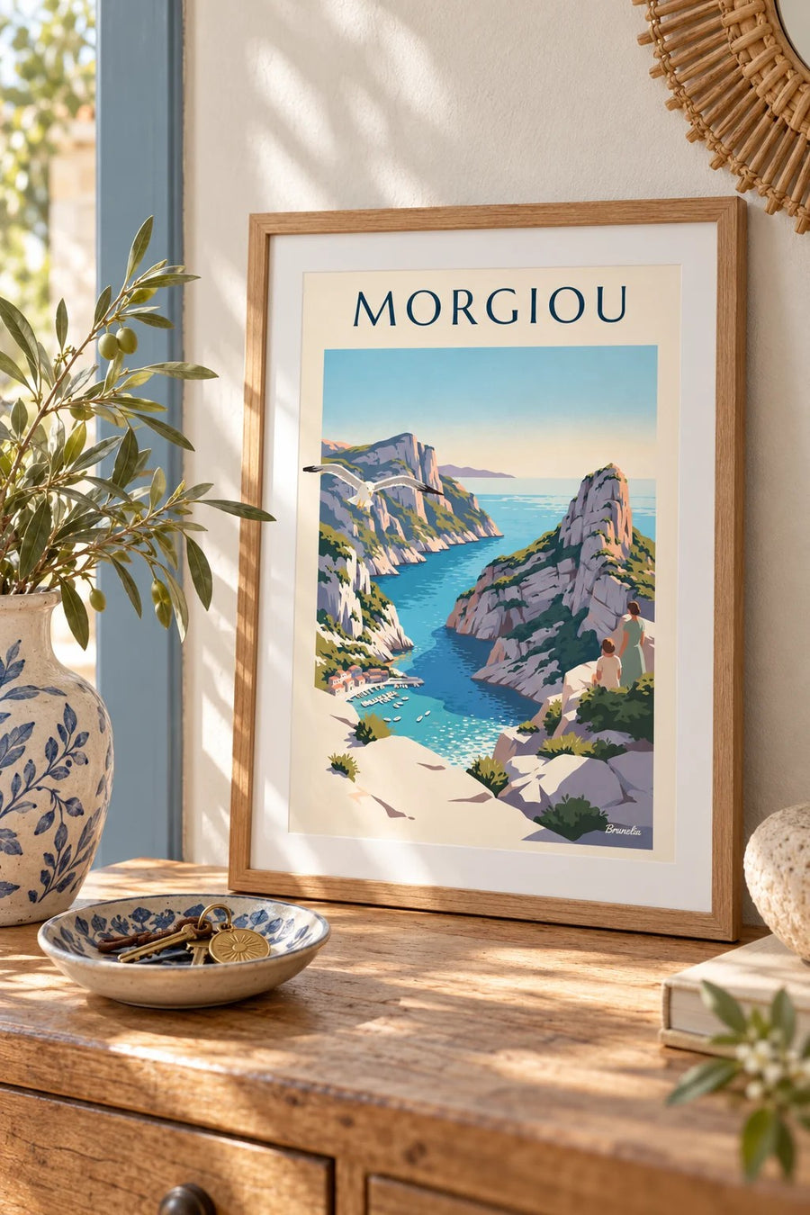 Affiche calanque de Morgiou à Marseille : petit format A4 encadré