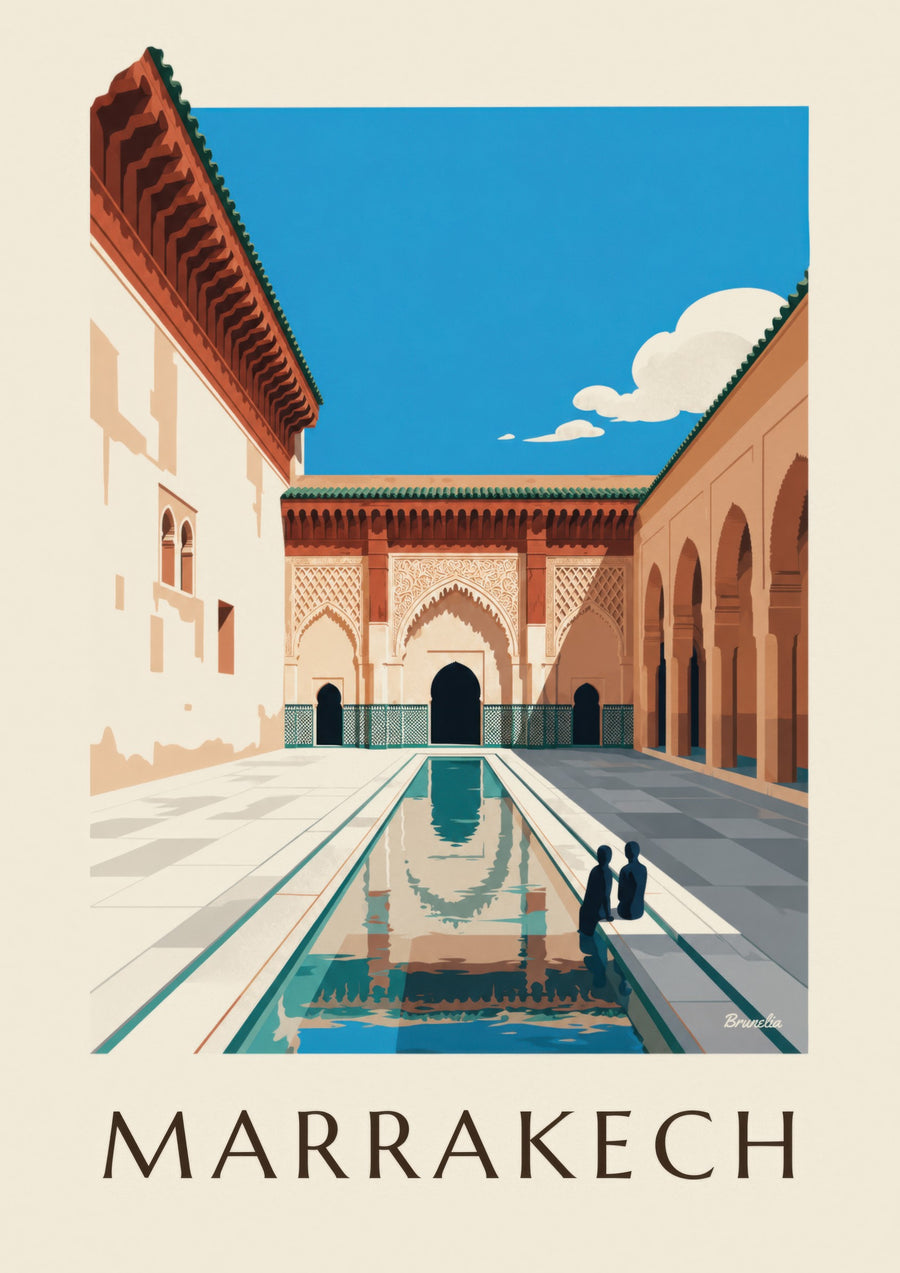 Ben Youssef Madrasa courtyard Marrakech poster