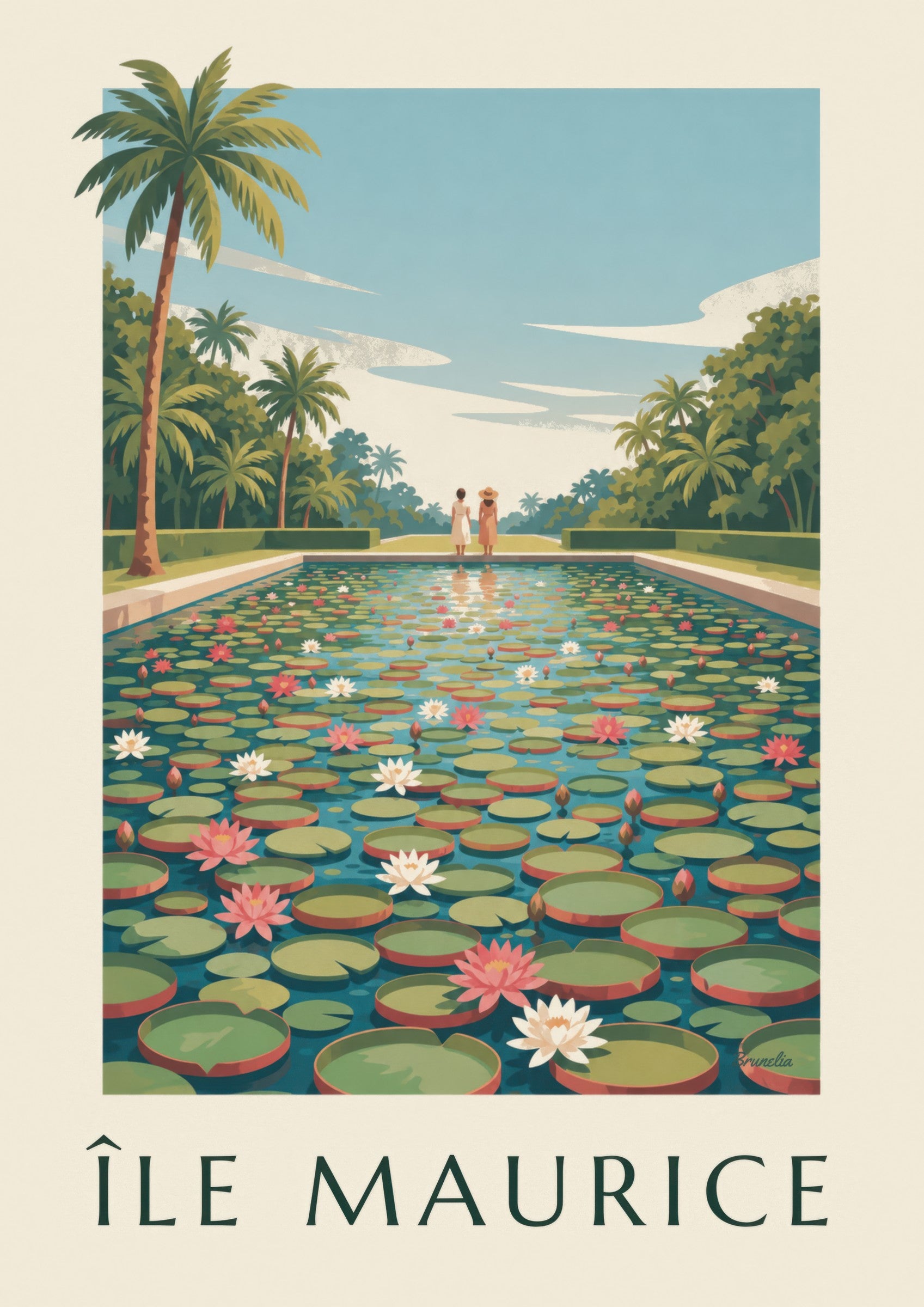 Mauritius giant water lilies poster: close-up detail