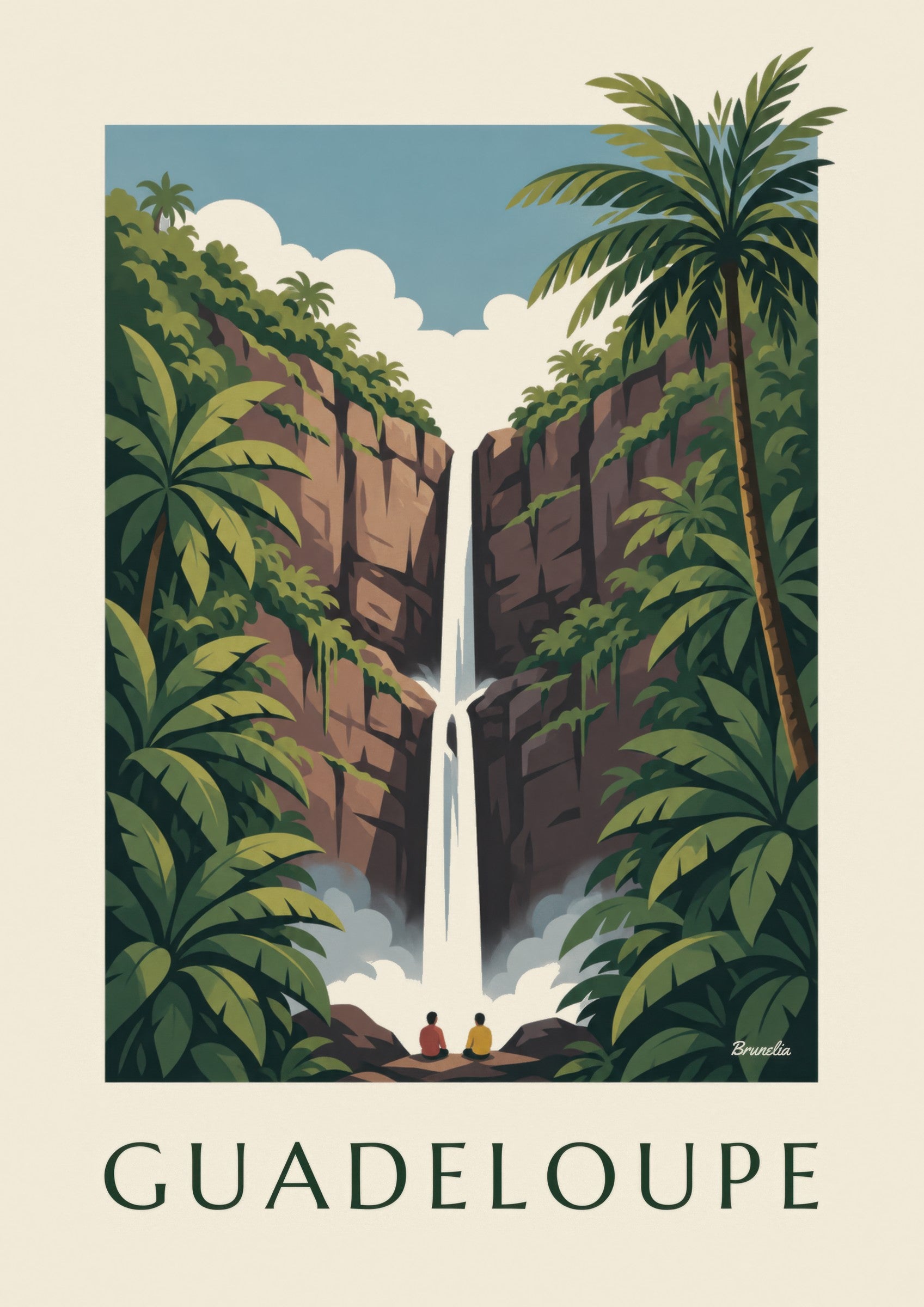 Guadeloupe Carbet Falls tropical forest poster: close-up detail