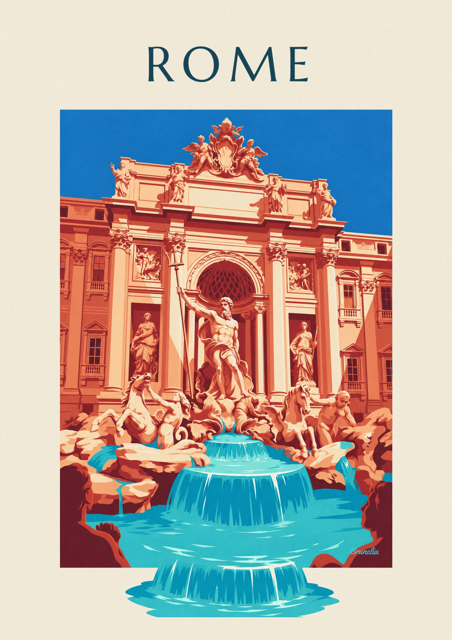 Trevi Fountain and Neptune statue in Rome poster