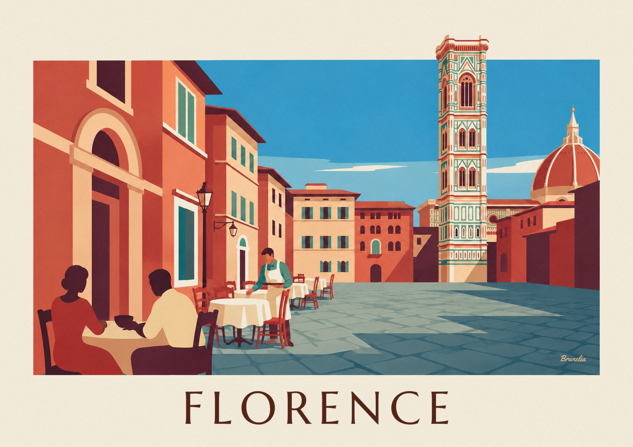 Café terrace facing the Duomo of Florence poster: close-up detail