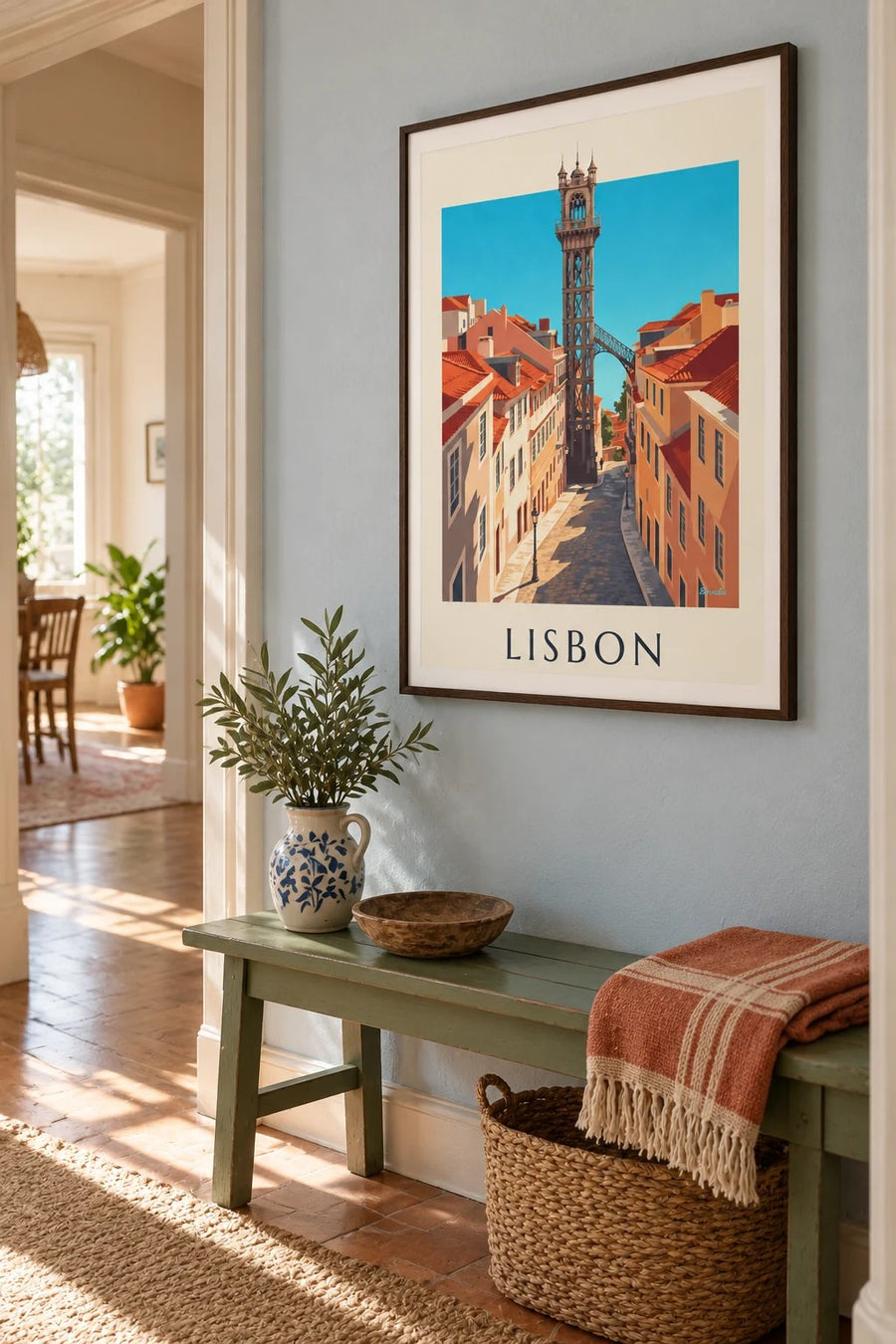 Santa Justa Lift in Lisbon poster: framed on the wall