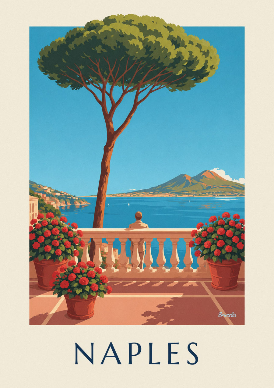 Bay of Naples and Vesuvius from a terrace poster
