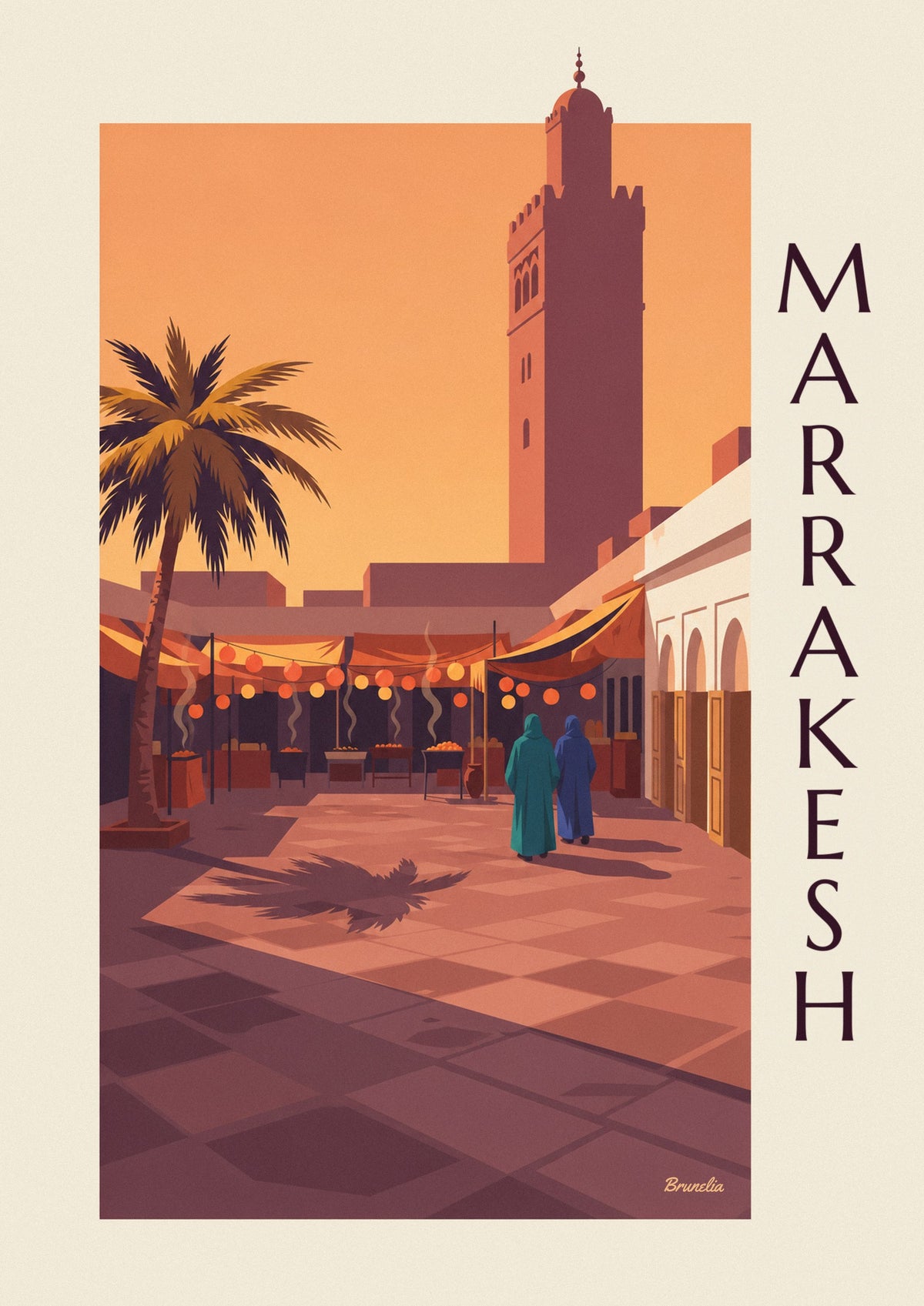 Jemaa el-Fna square in Marrakech at dusk poster