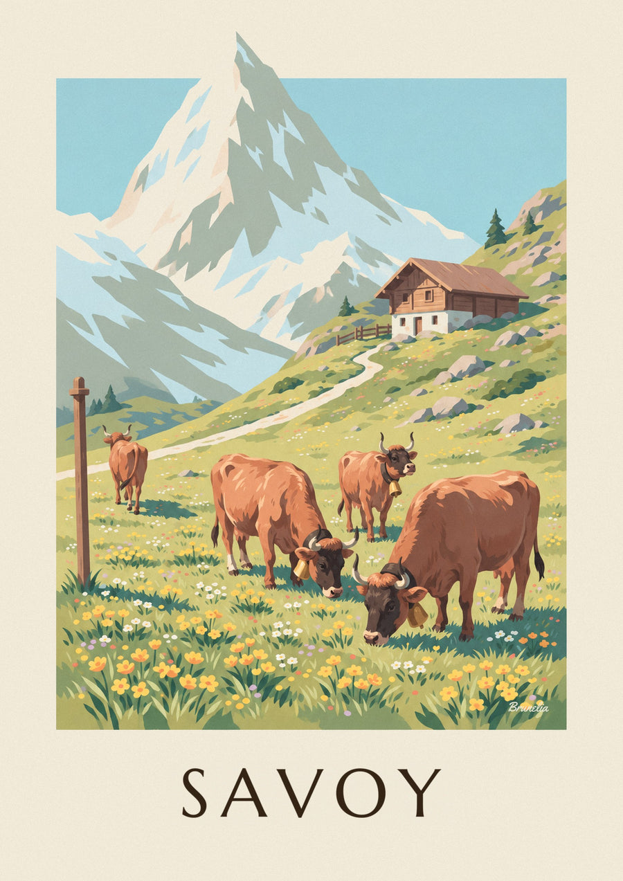 Tarine cows in the Savoy alpine pastures poster
