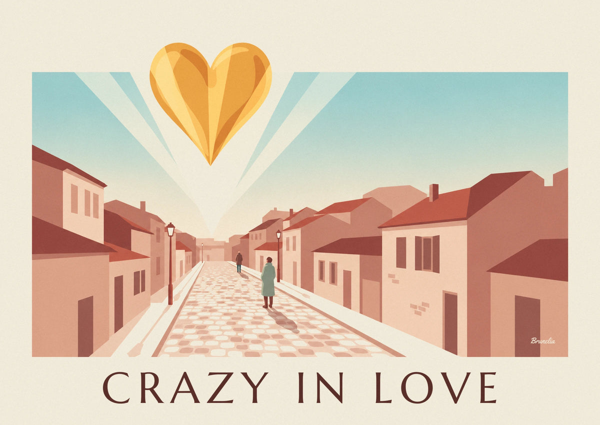 Golden heart Crazy in Love on powder pink poster