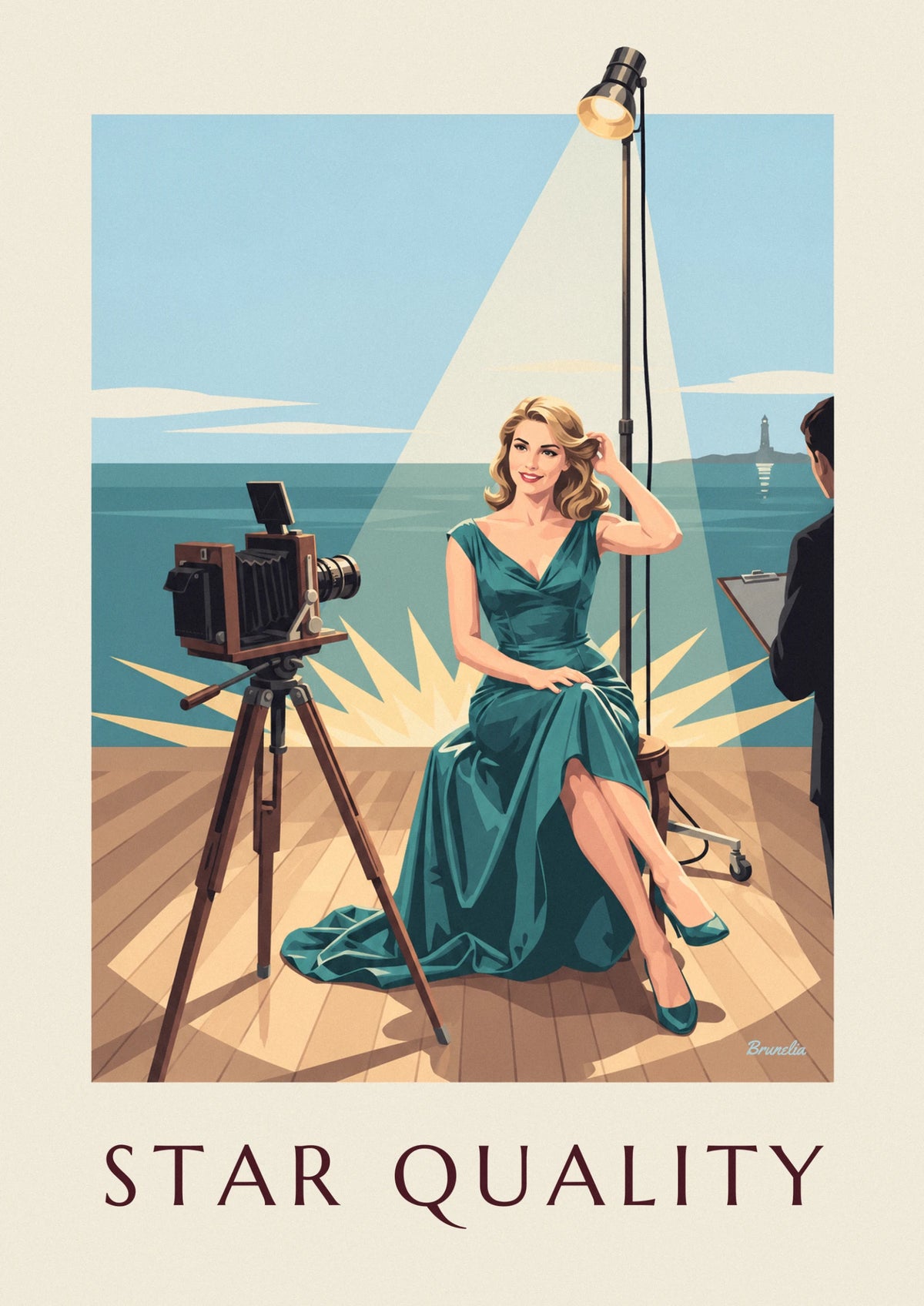 Glamorous woman photo studio portrait poster
