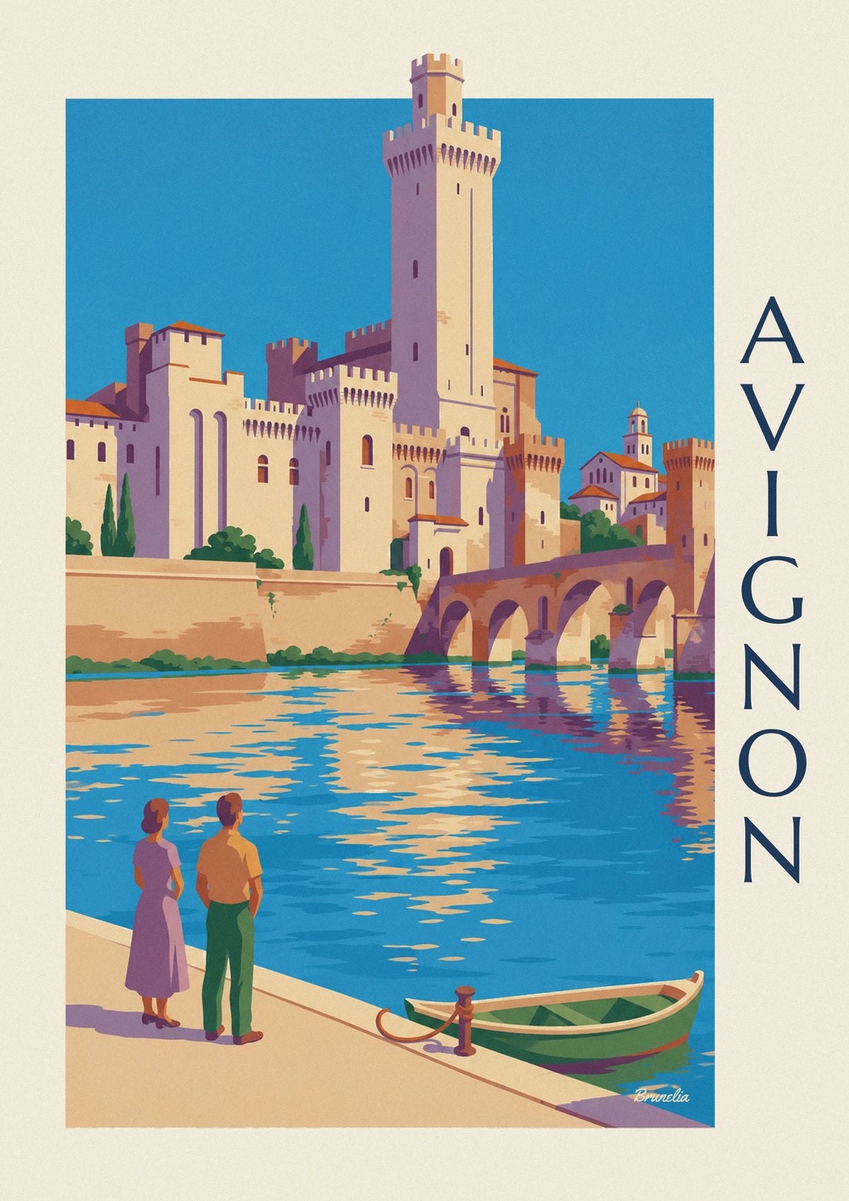 Avignon Saint-Bénézet Bridge and Popes’ Palace poster