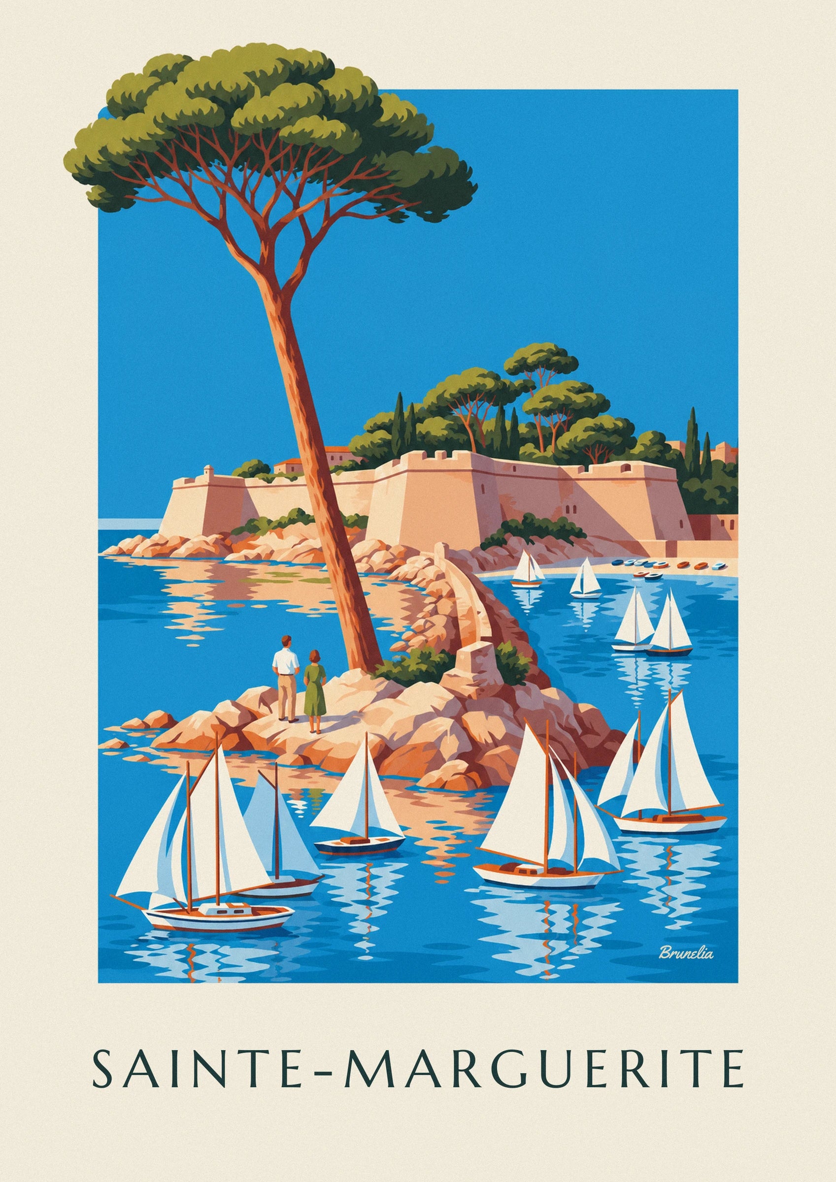 Sainte-Marguerite island and Fort Royal off Cannes poster: close-up detail