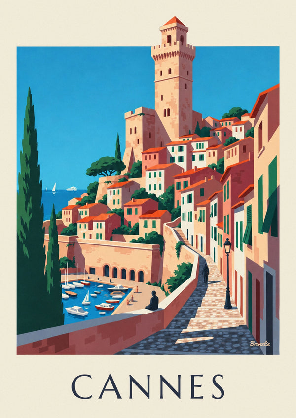 Suquet old quarter and Cannes Old Port poster