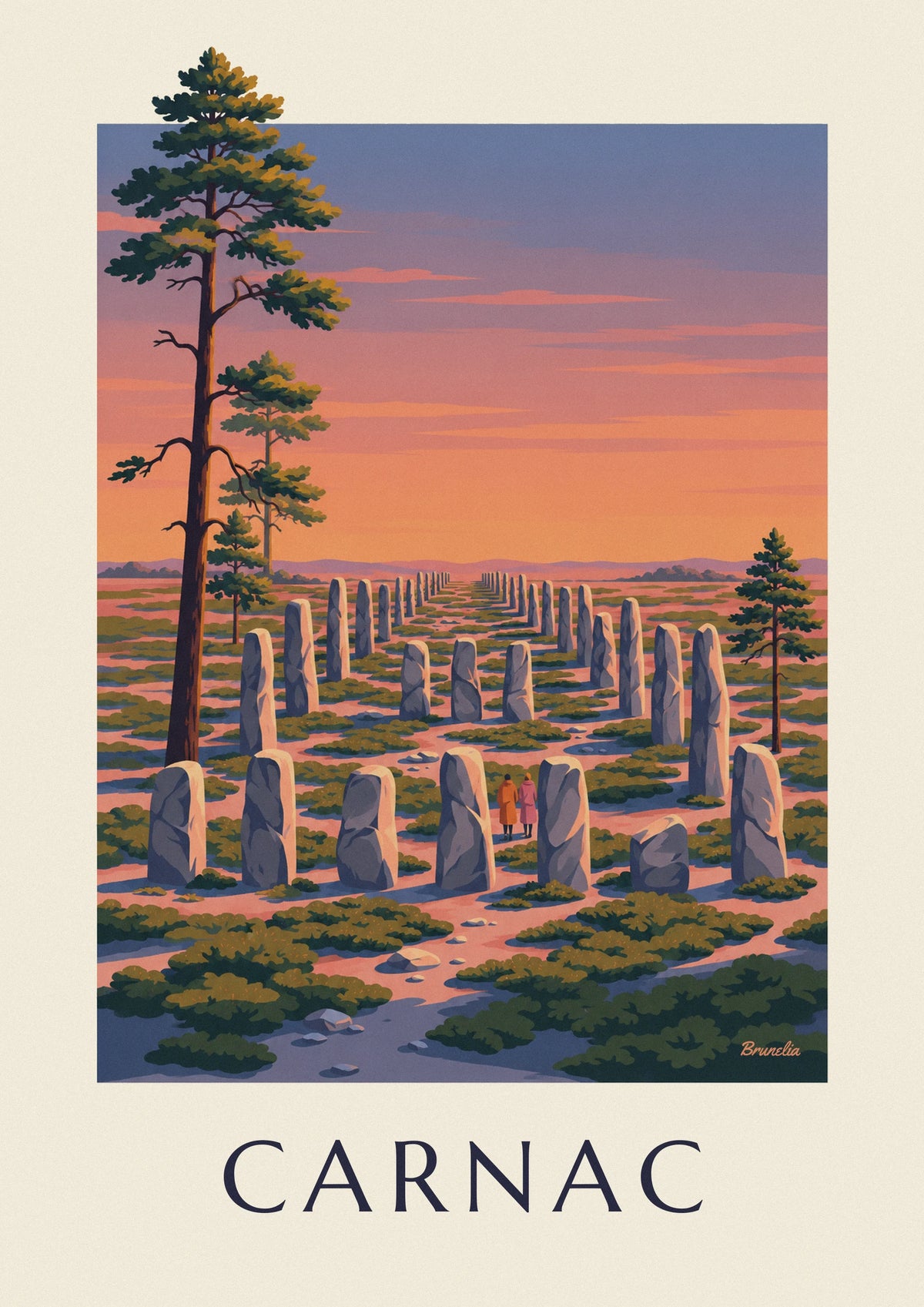 Carnac standing stones at sunset poster