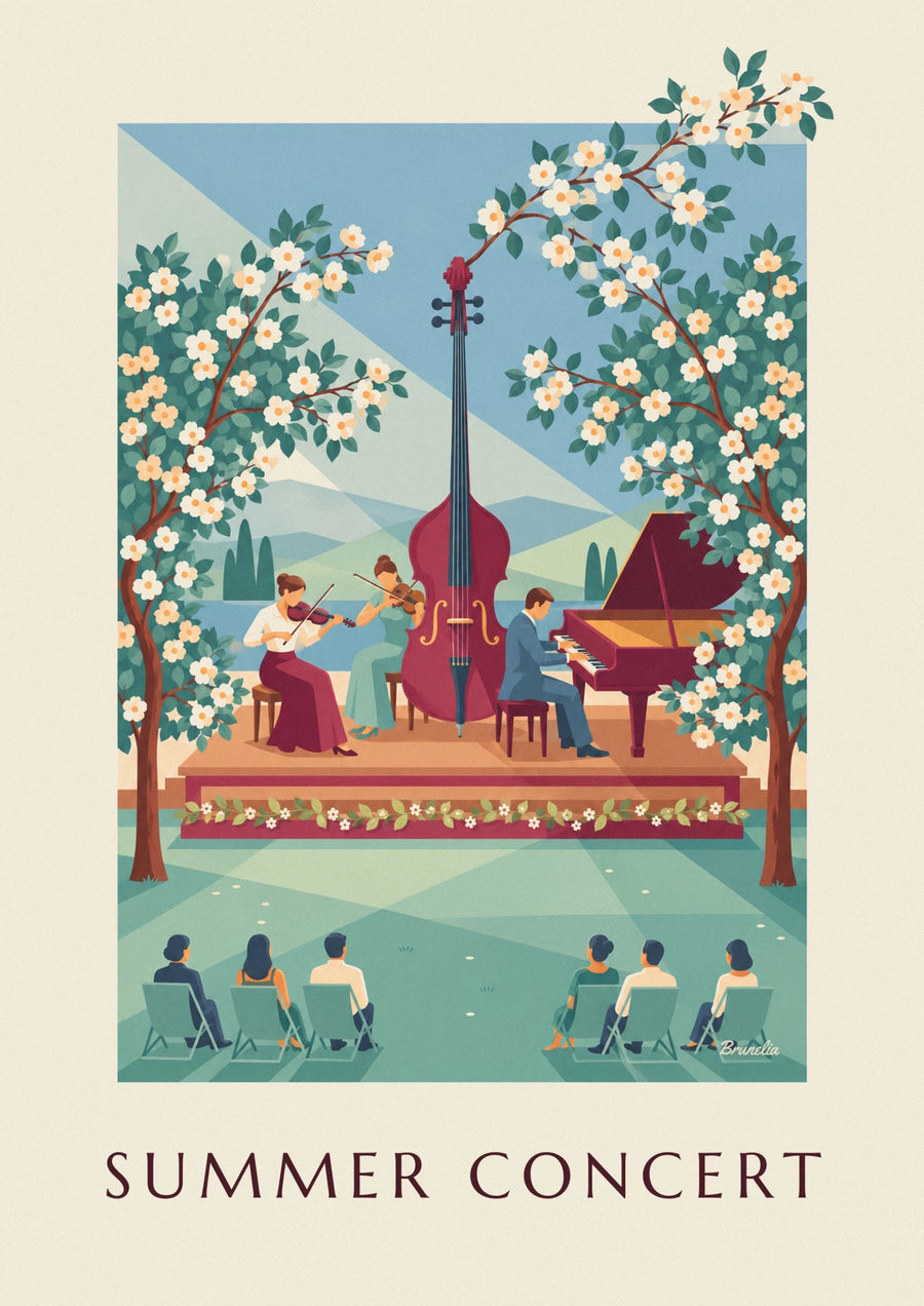 Outdoor summer classical music trio concert poster