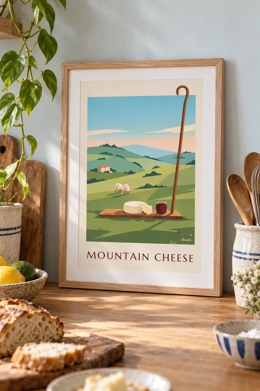 Affiche fromage de brebis basque et confiture de cerises noires : petit format A4 encadré