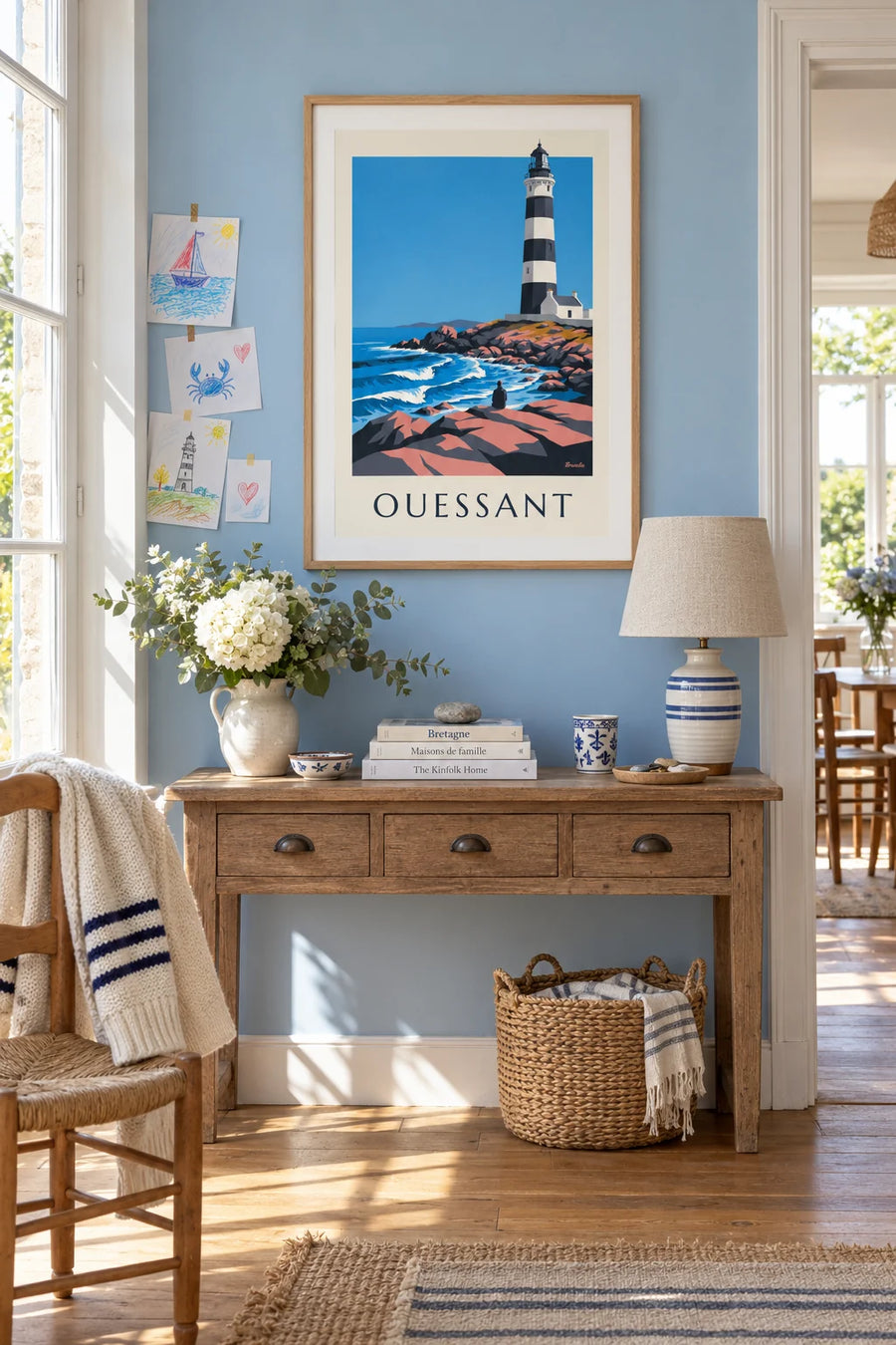 Affiche phare du Créac'h sur l'île d'Ouessant : encadrée au mur