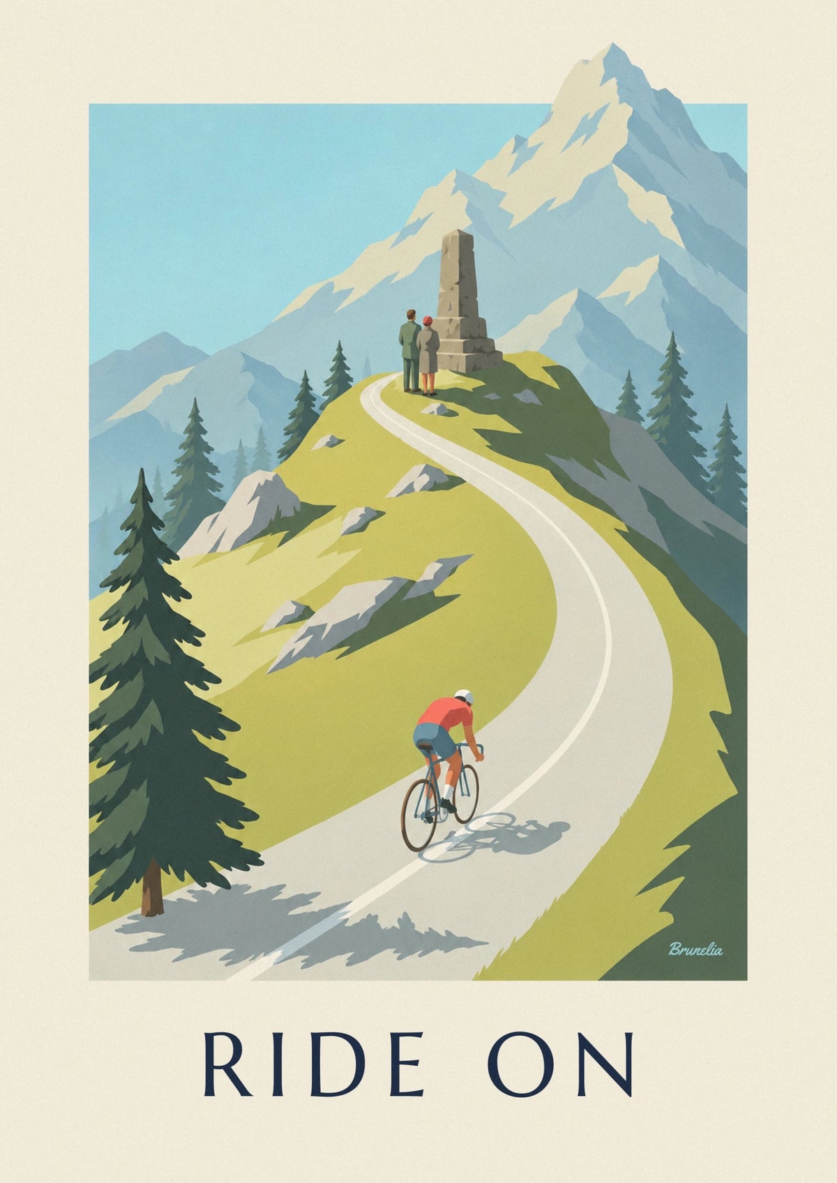 Affiche cycliste dans l'ascension d'un col de montagne