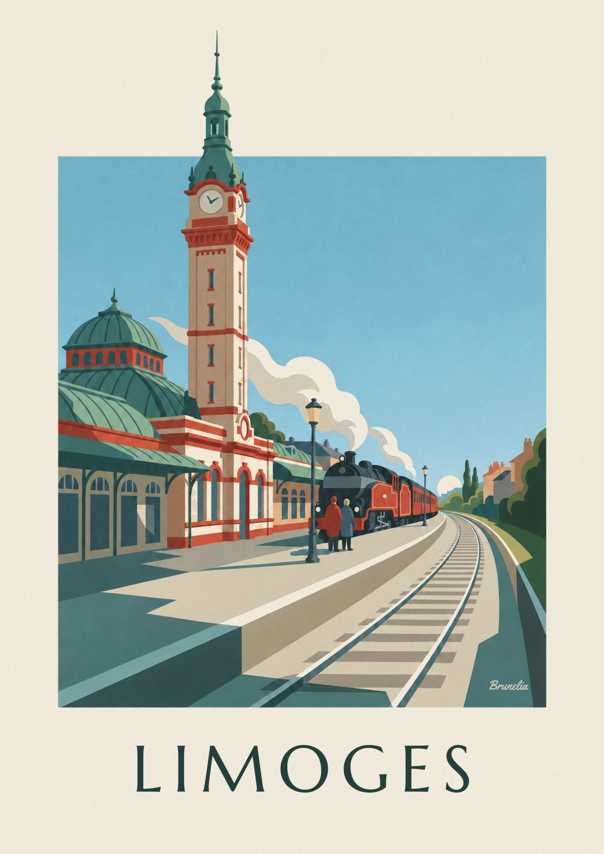 Train and Limoges Bénédictins station poster