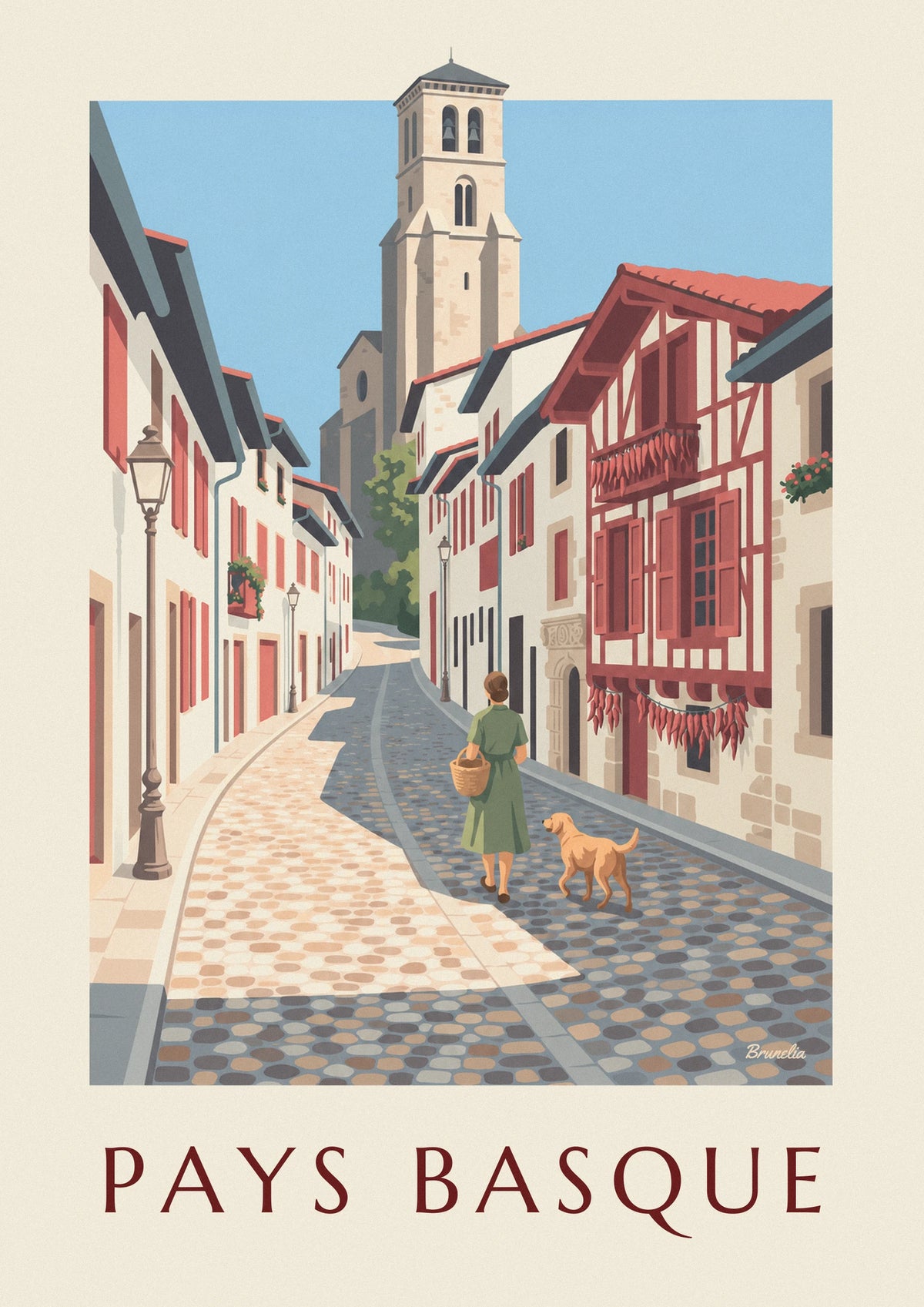Traditional half-timbered Basque house in Ainhoa poster