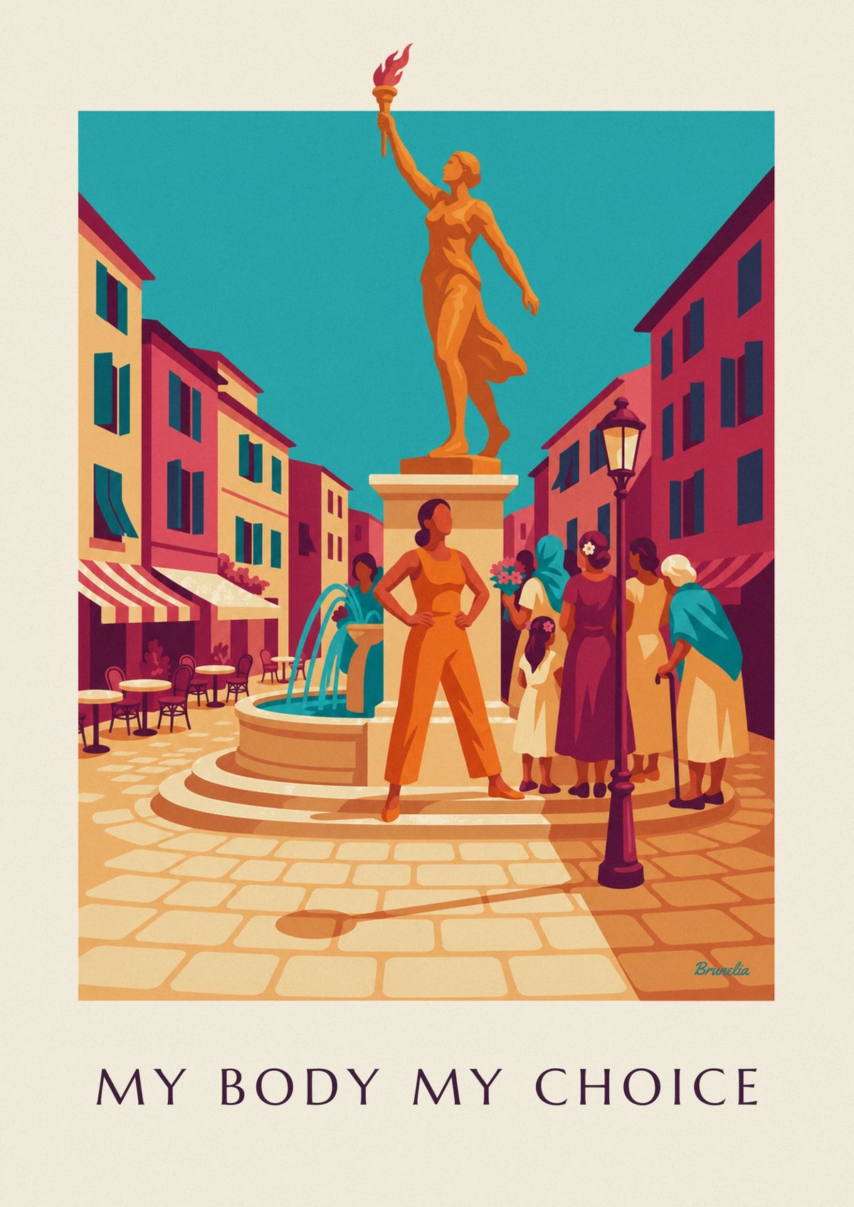 Feminist “MY BODY MY CHOICE” sunlit square poster