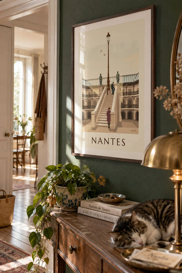 Affiche passage Pommeraye et ses galeries à Nantes : encadrée au mur