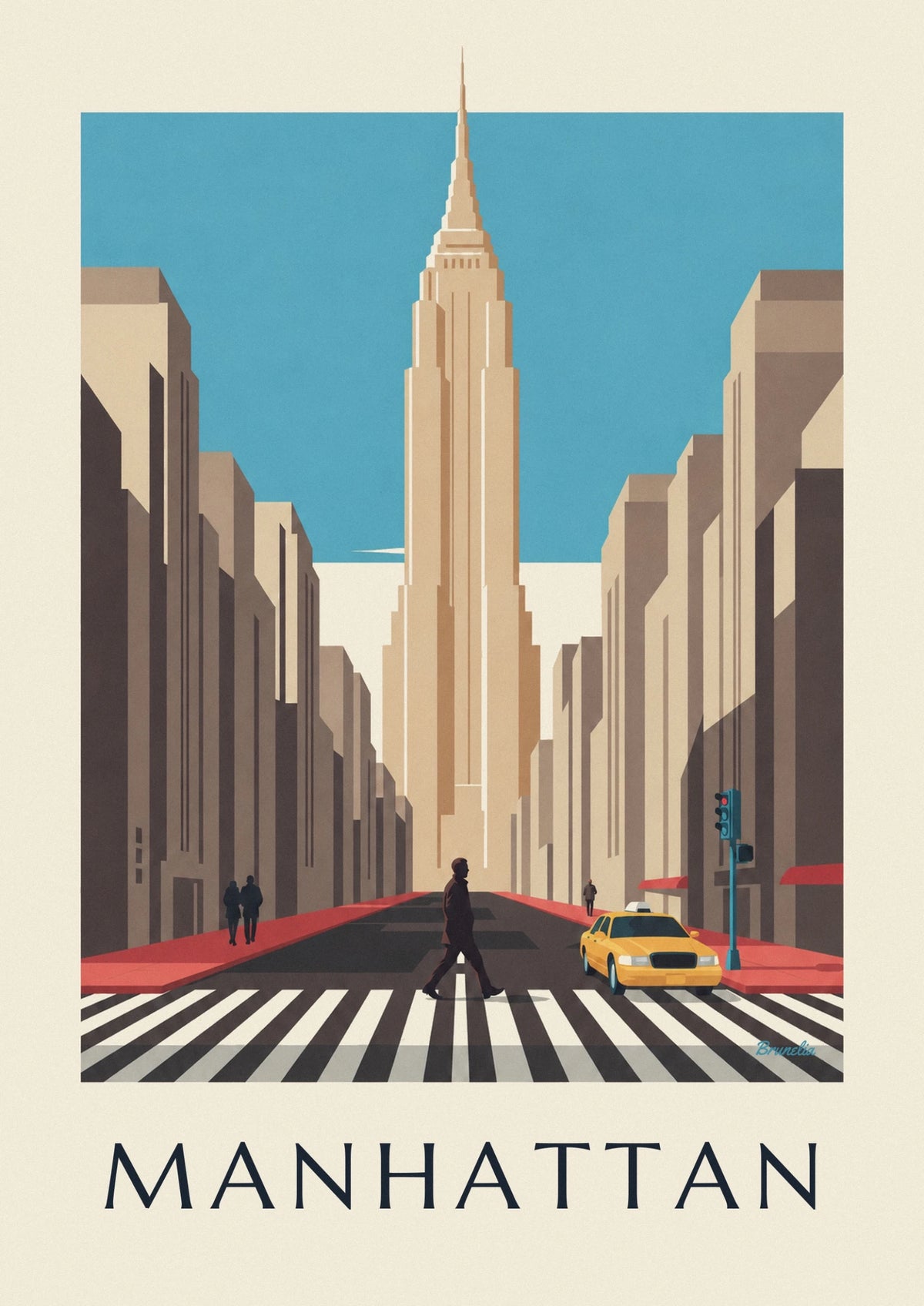 Affiche carrefour et passage piéton à Manhattan