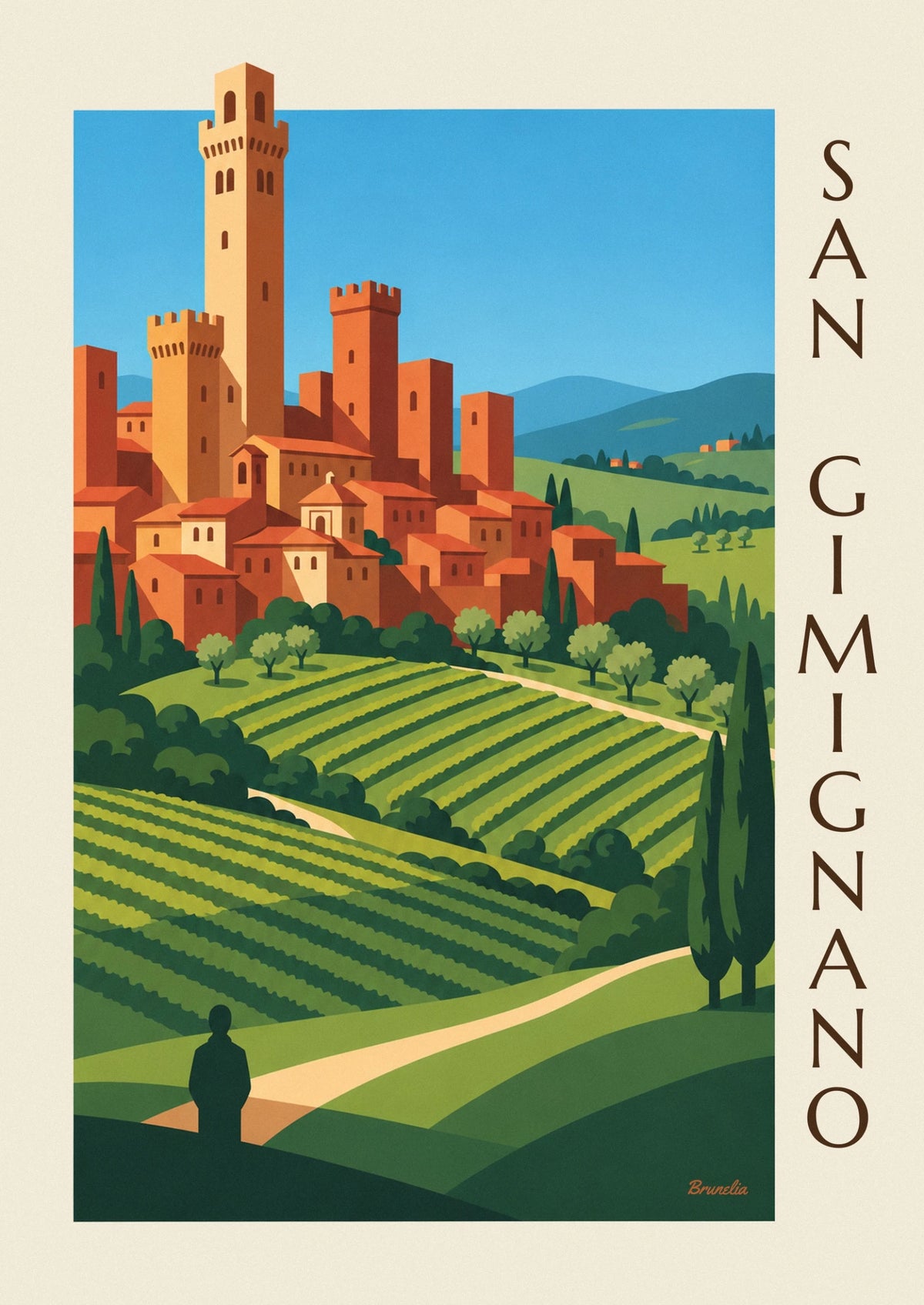 Affiche tours médiévales de San Gimignano en Toscane
