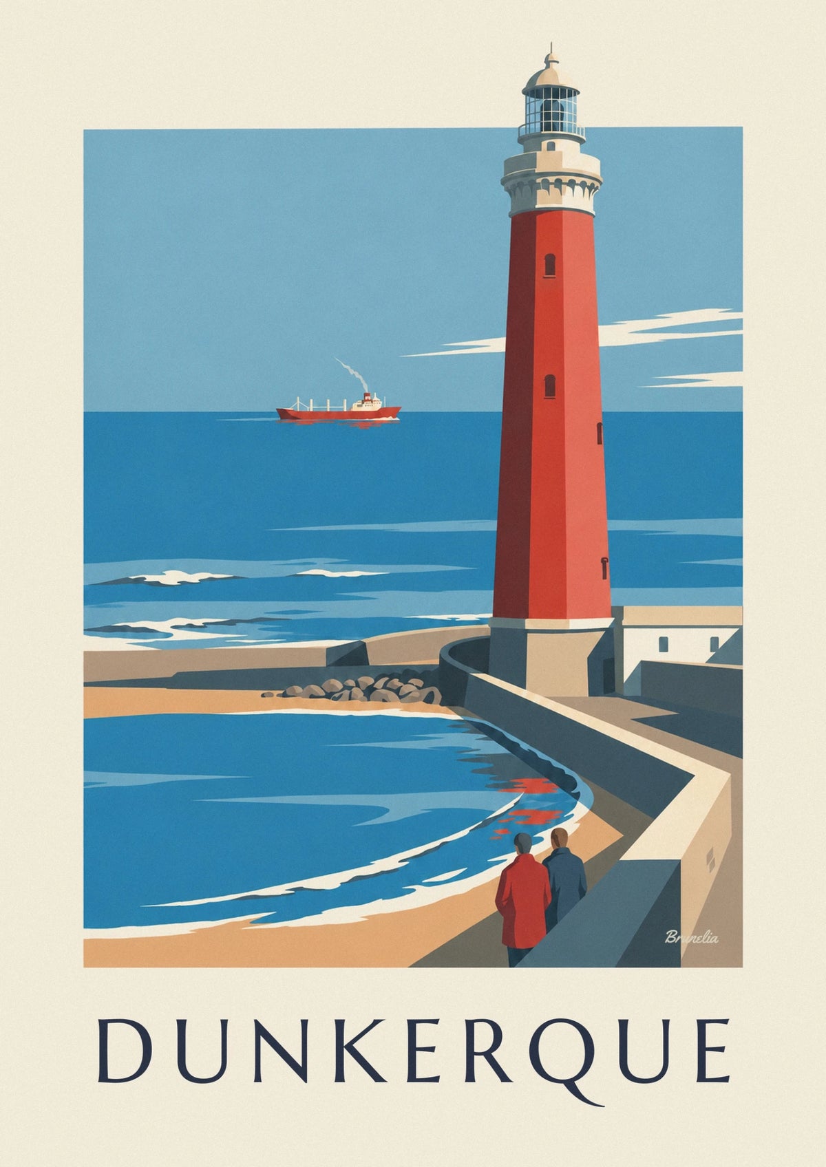 Affiche phare du Risban à l'entrée du port de Dunkerque