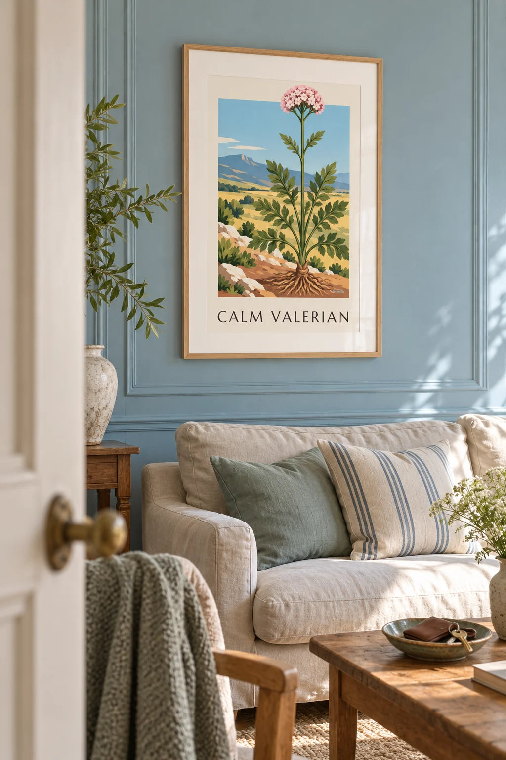 Valerian medicinal plant poster on the wall