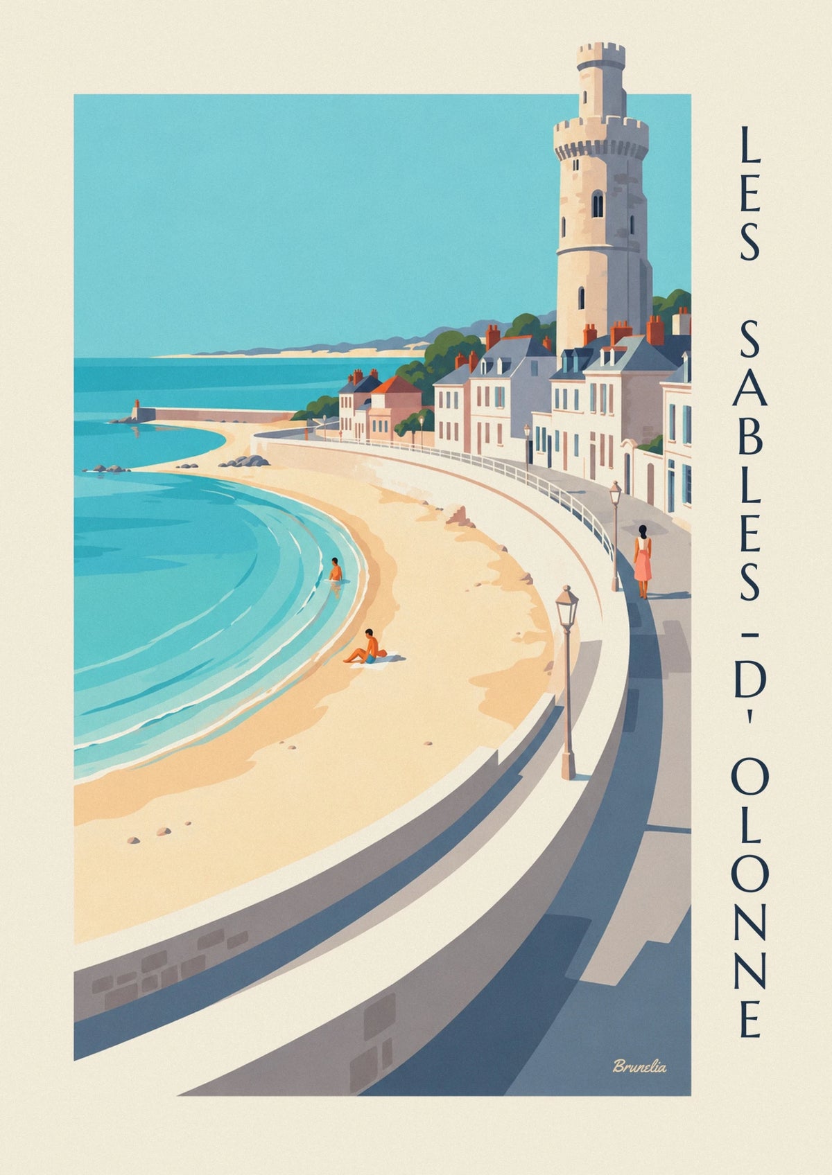 Les Sables-d’Olonne seafront promenade and main beach poster