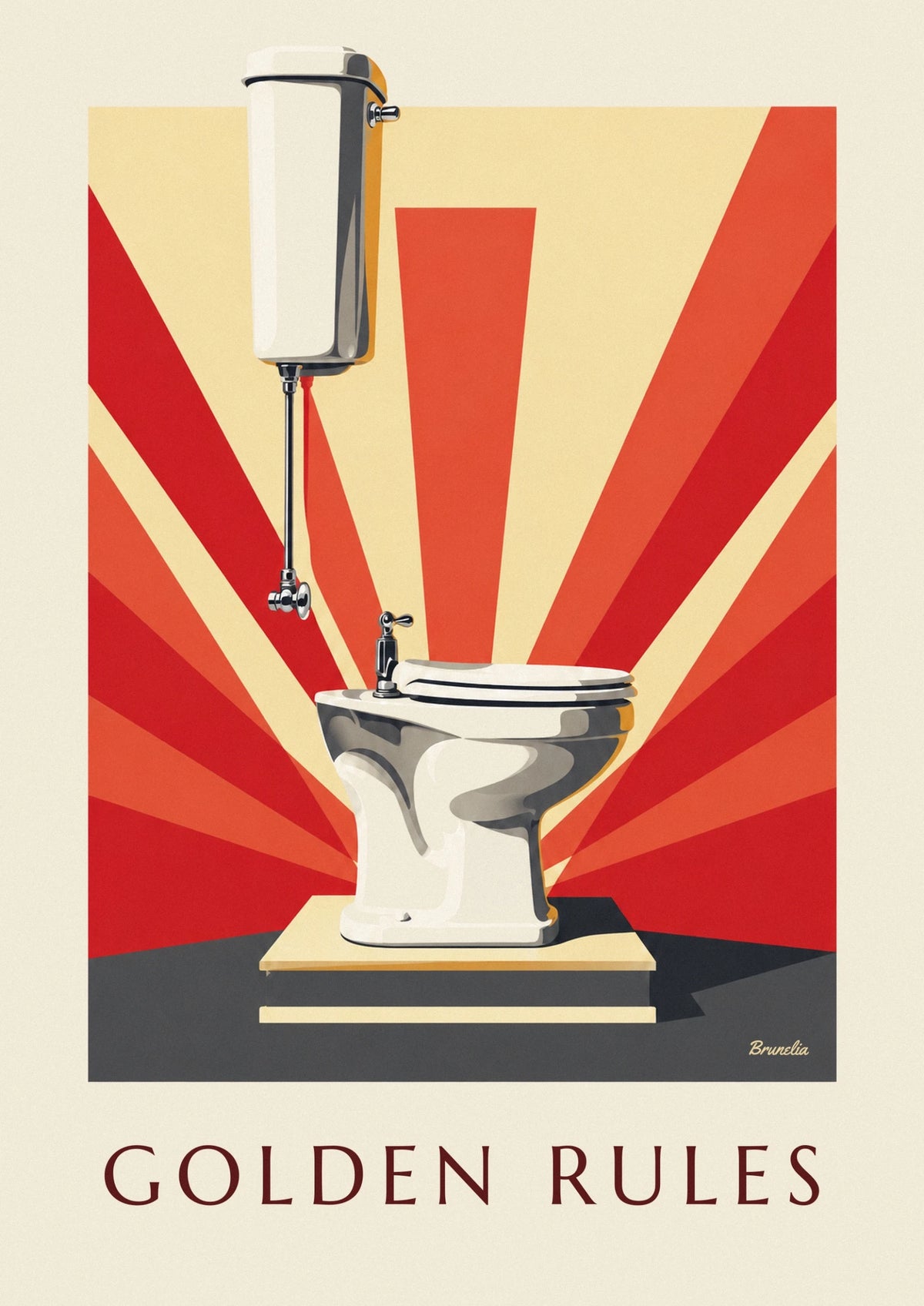 Affiche toilettes blanches sous les projecteurs, règles d'or