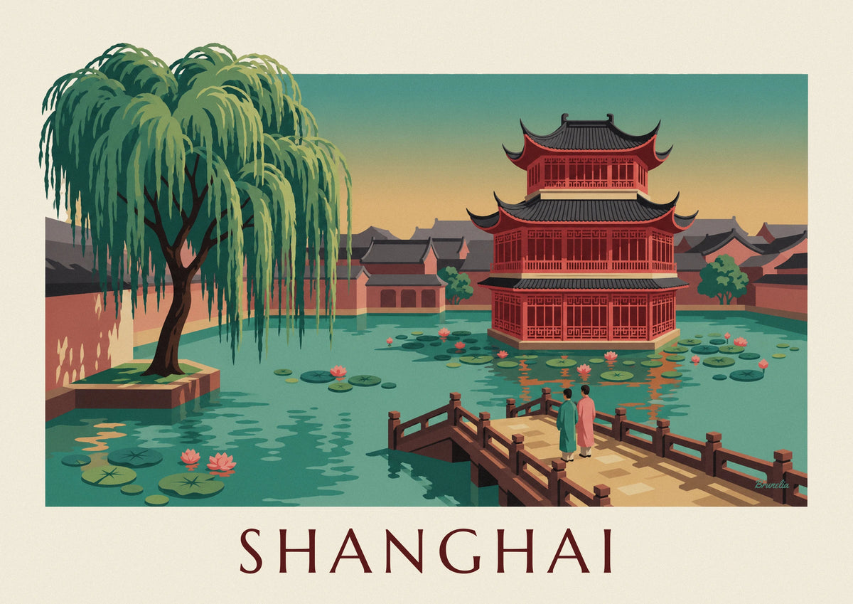 Yuyuan Garden tea house in Shanghai poster