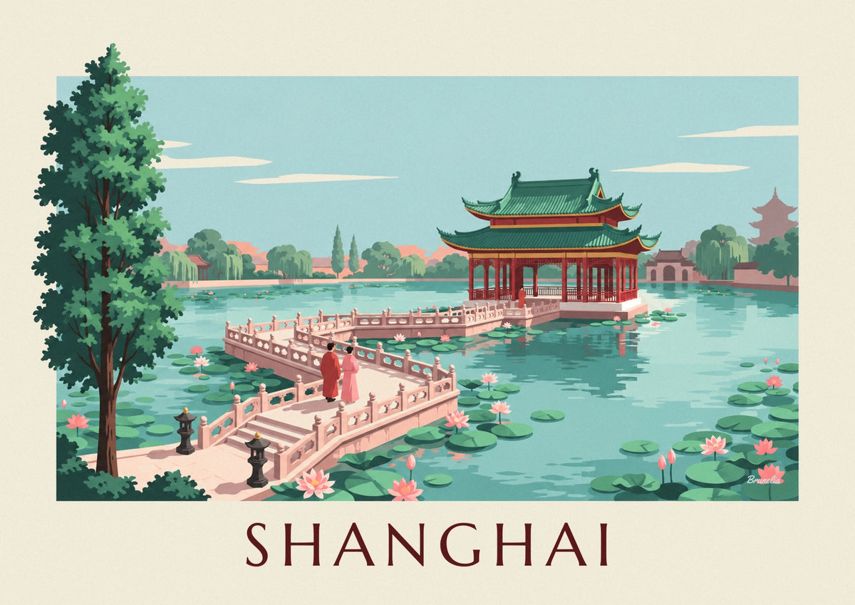 Affiche maison de thé du jardin Yuyuan à Shanghai