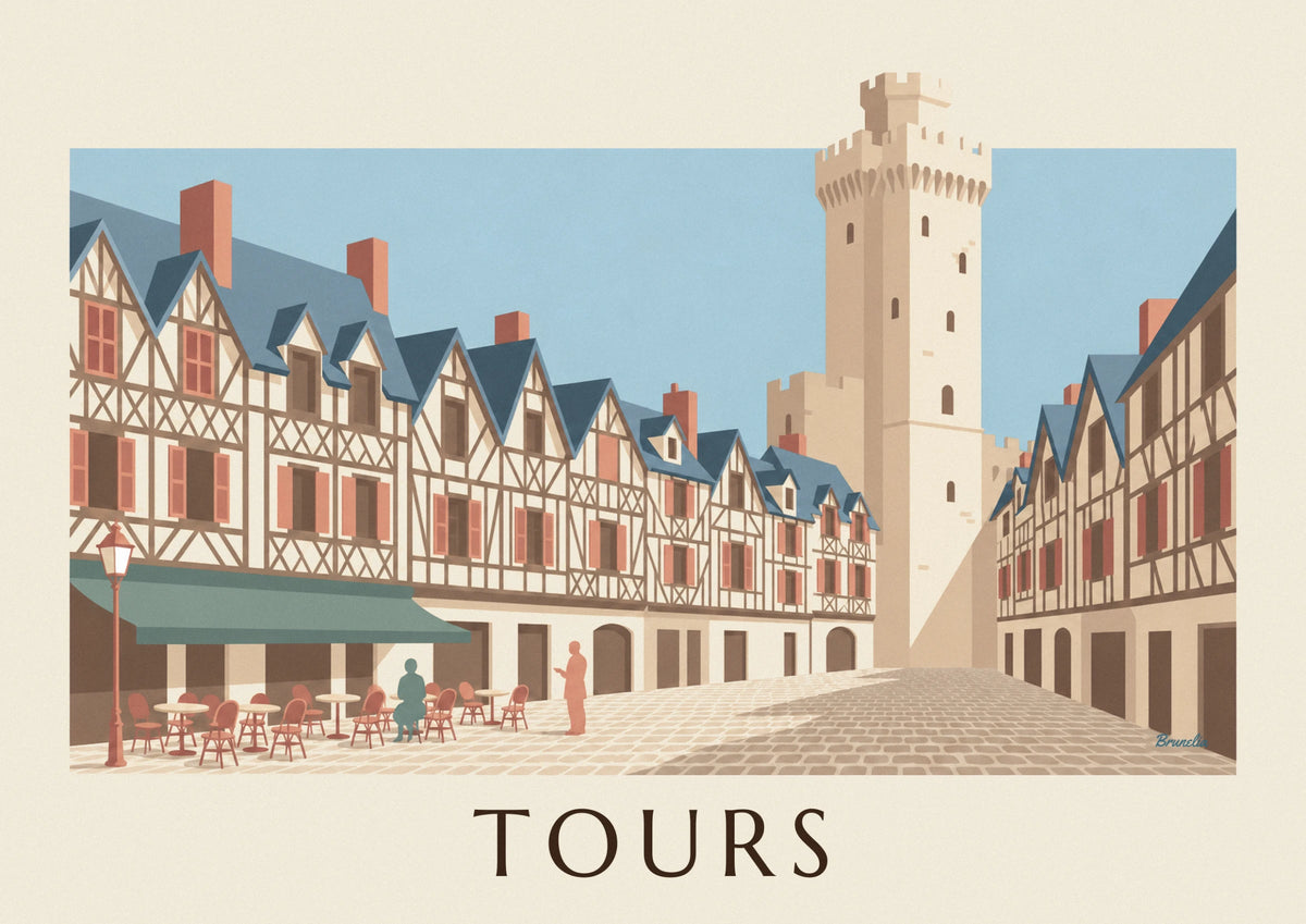 Affiche place Plumereau et architecture Renaissance de Tours