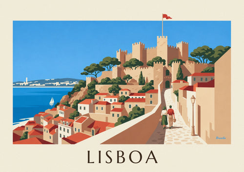 Poster of São Jorge Castle and the rooftops of Alfama in Lisbon: the full poster