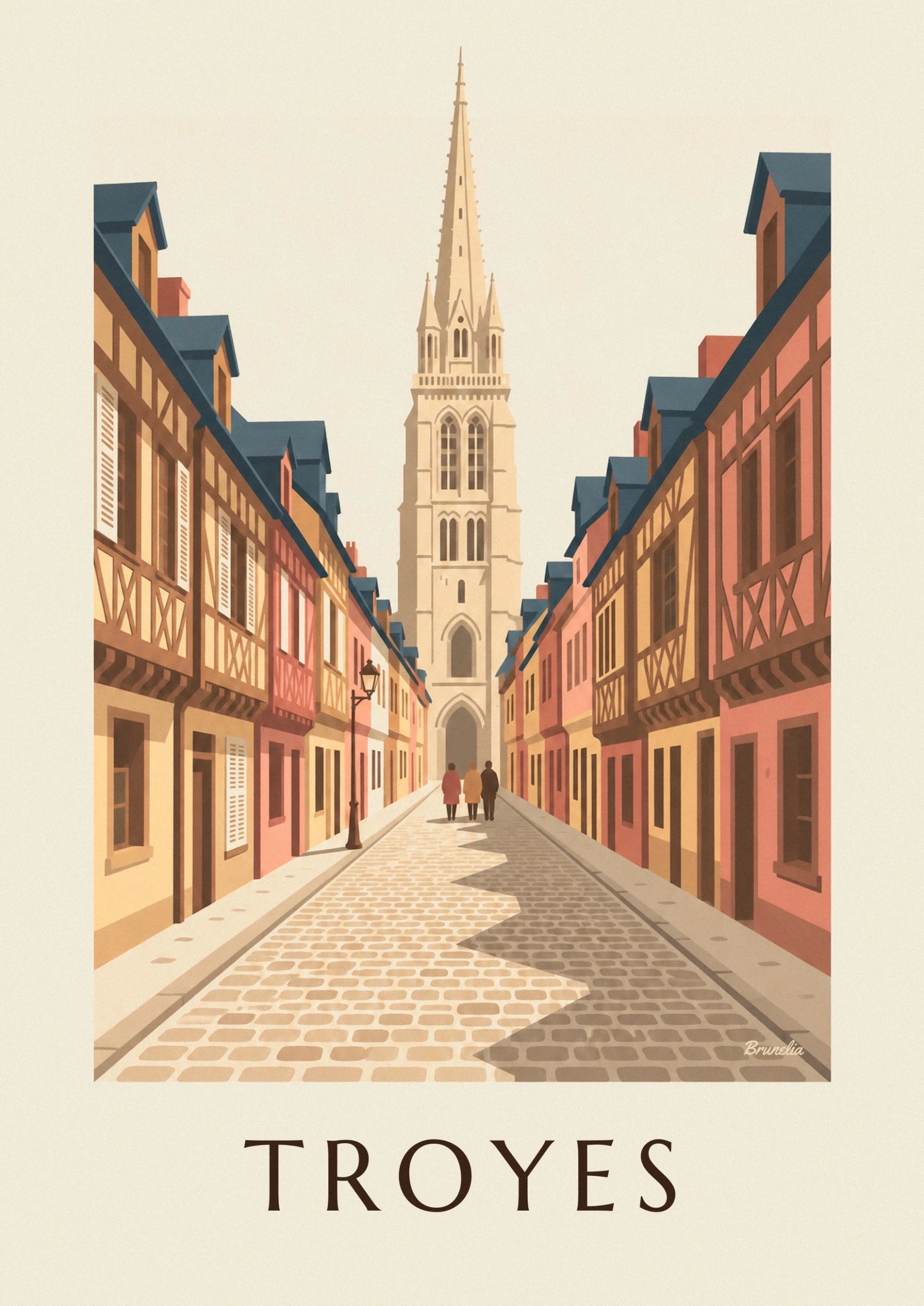 La tour de la cathédrale de Troyes en pierre claire, percée de hautes fenêtres ogivales