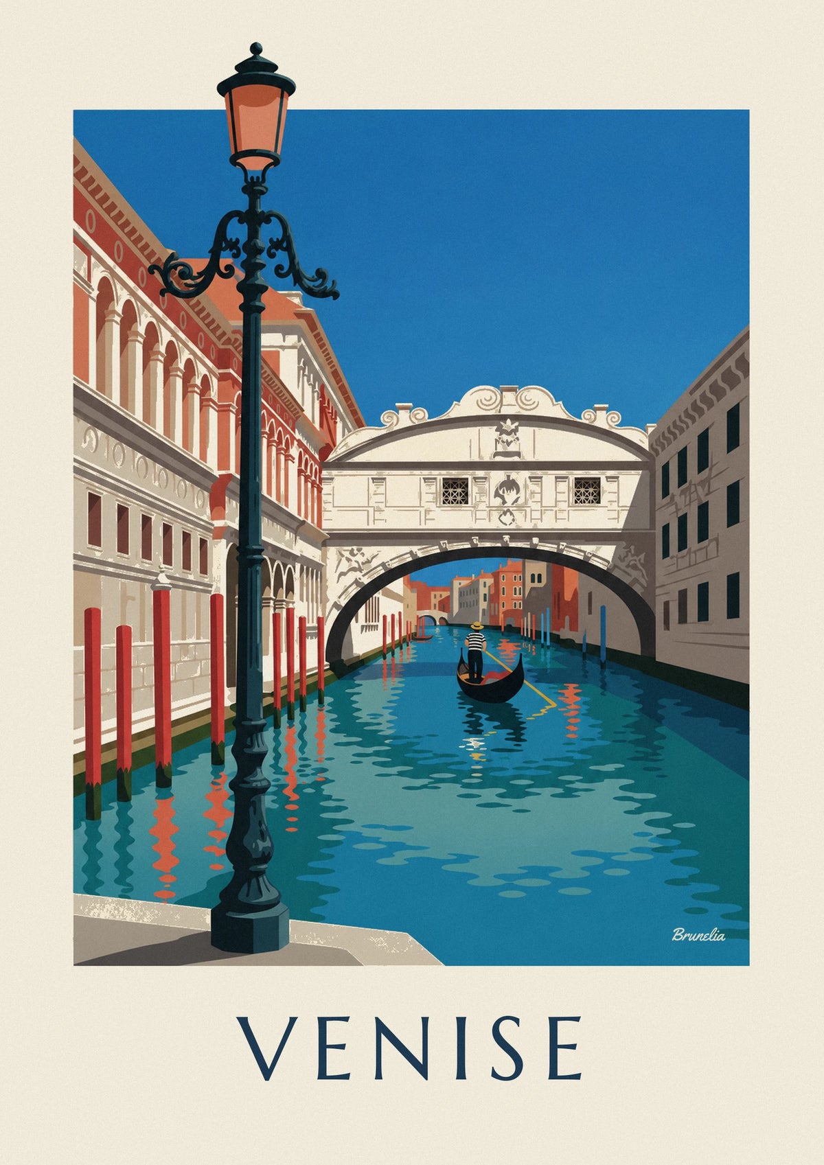 Gondola under the Bridge of Sighs in Venice poster