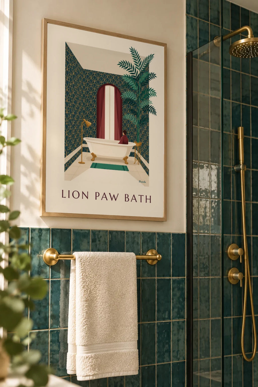 Affiche baignoire victorienne à pattes de lion : encadrée au mur