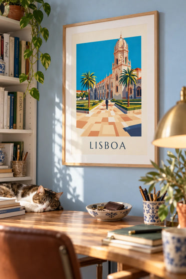Poster of the Jerónimos Monastery in Belém, Lisbon: framed on the wall