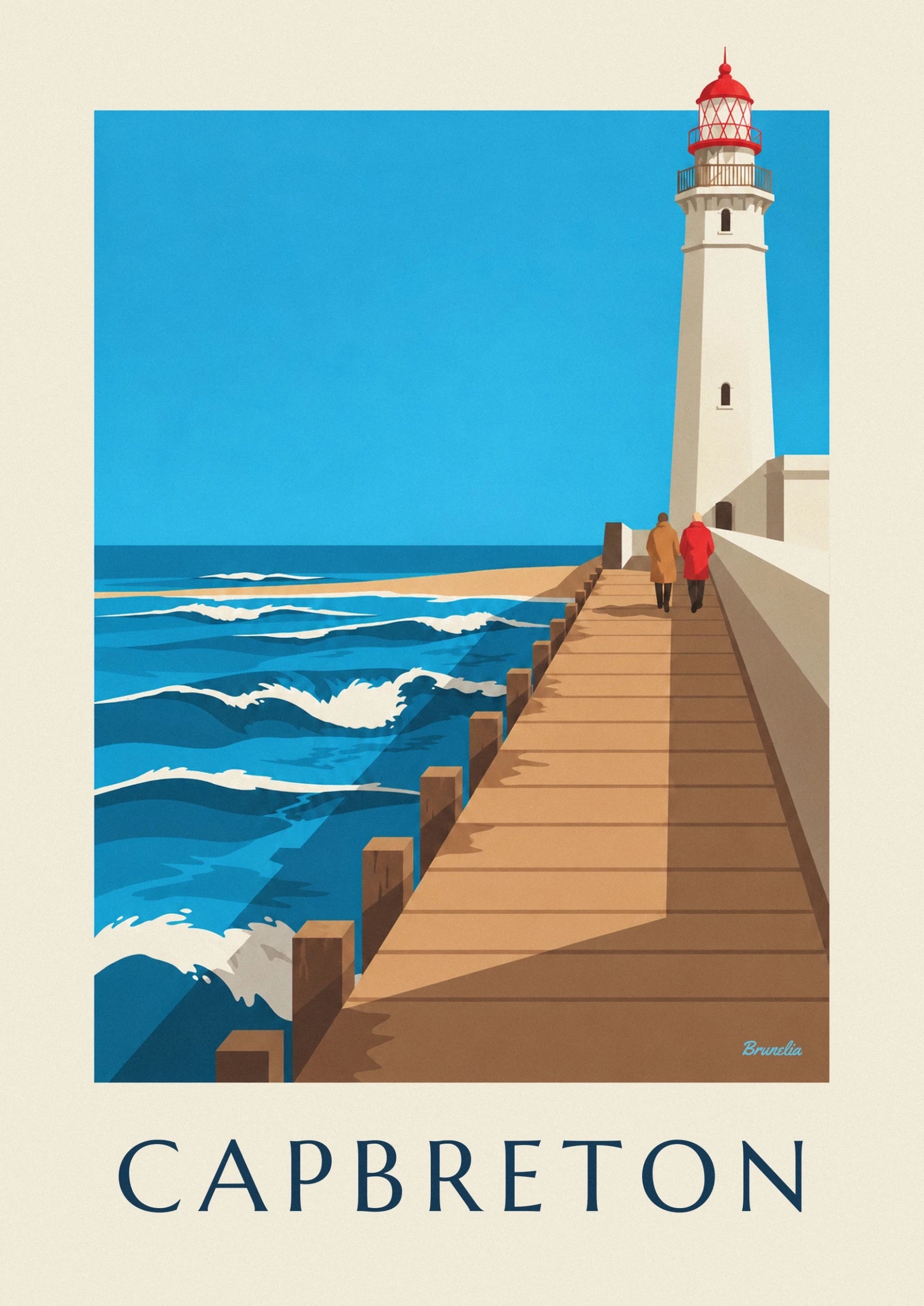 Le phare blanc de Capbreton, sa lanterne rouge et ses balcons à rambardes